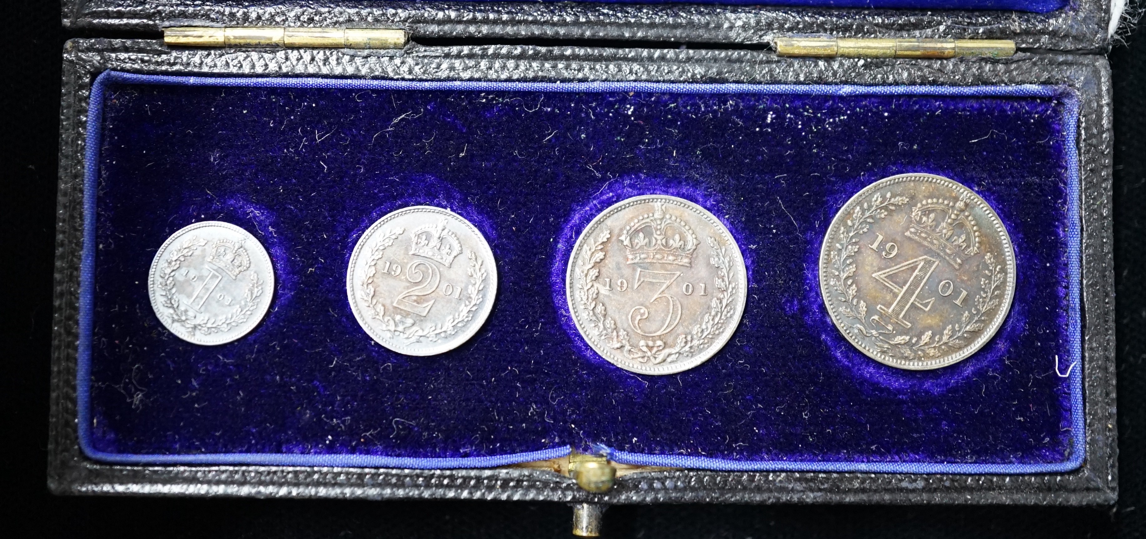 A Victorian maundy money set 1901, cased